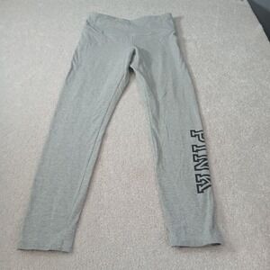 Women's Victoria's Secret Pink Gray  Leggings Size Large Black spell out logo